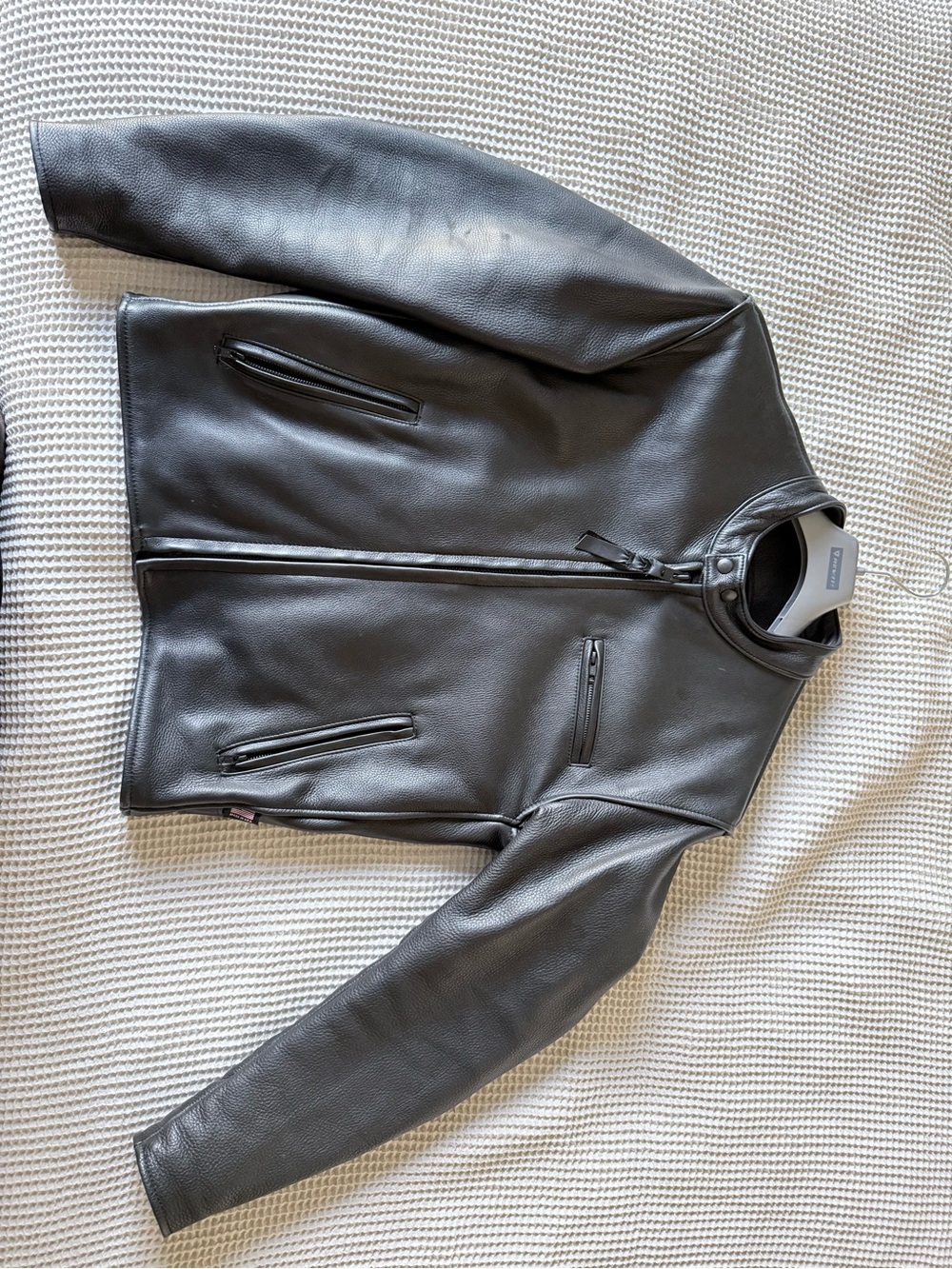 Made in USA Leather Cafe Racer Motorcycle Jacket - Black 40